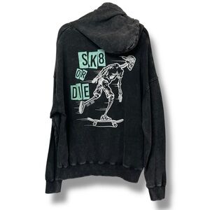 WESC Hoodie Skate Or Die Skeleton Skateboard Sweatshirt Grey Mens Size XL